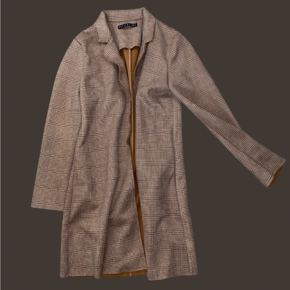 Brown plaid long coat